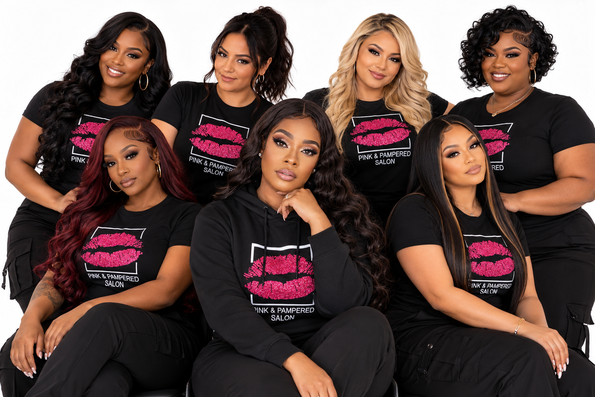 Pink & Pampered mobile beauty team in matching uniforms